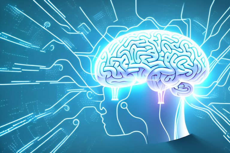 A digital brain being unlocked by a futuristic ai key