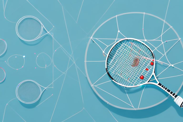 A tennis court with ai-inspired elements such as robotic arms serving balls