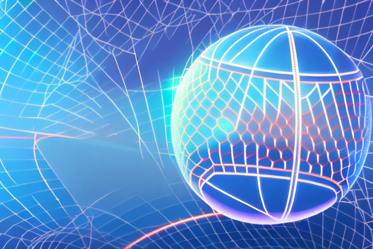 A high-tech ai system projecting holographic basketball strategies on a basketball court