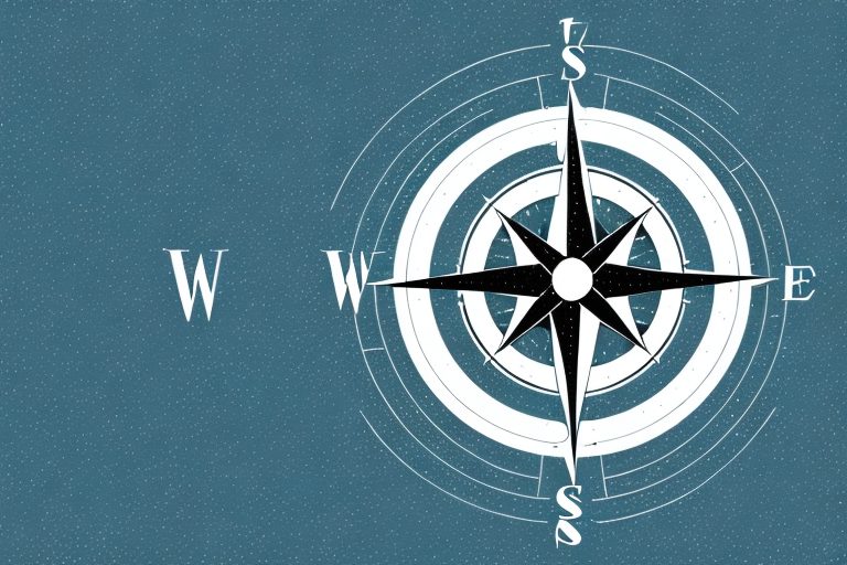 A compass pointing towards a bright