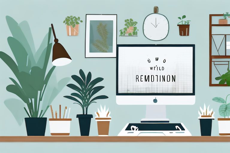 A cozy and well-organized home office setup with a computer