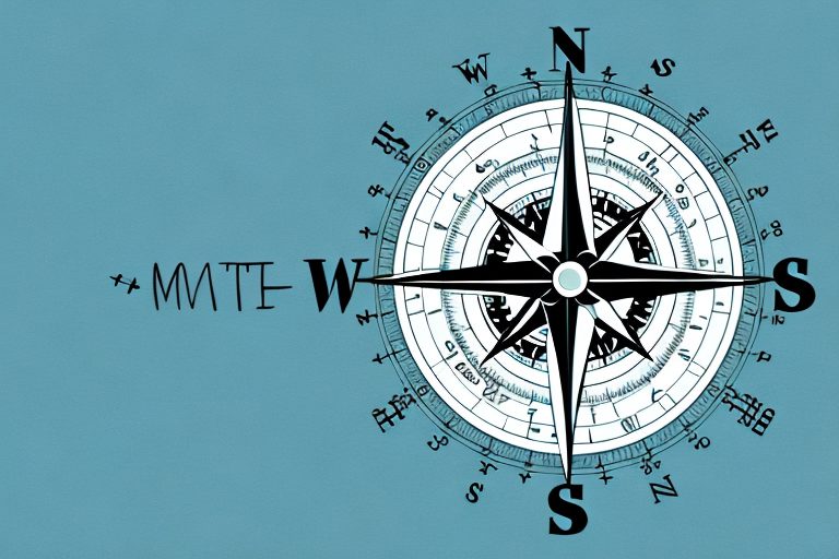 A compass pointing towards a bright