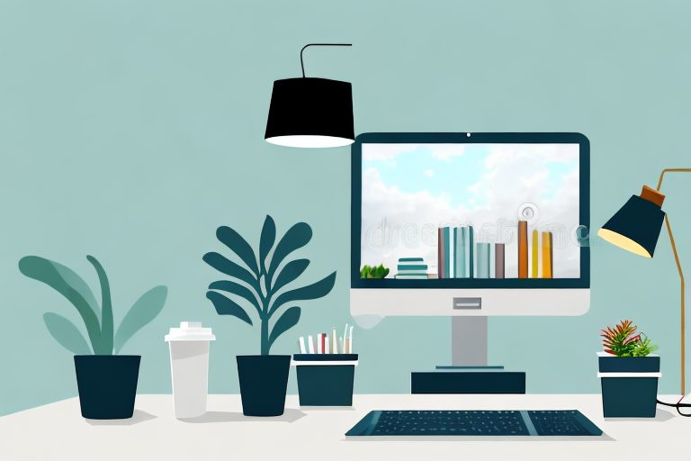 A home office setup with a computer