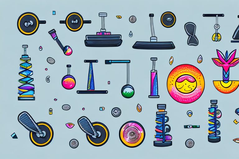 Gym equipment like a treadmill and dumbbells