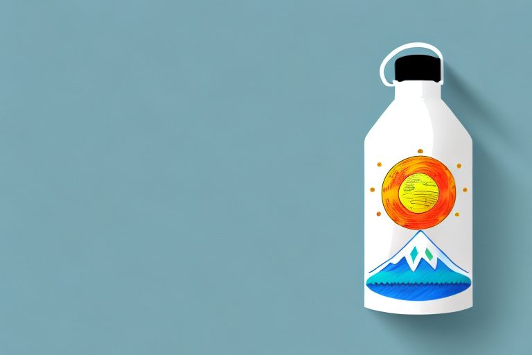 A water bottle surrounded by motivational symbols like a check mark