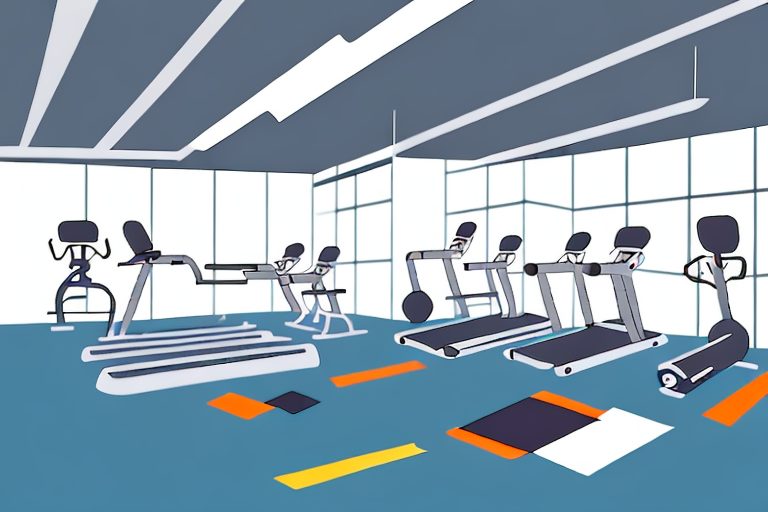 A gym interior with various exercise equipments like treadmills