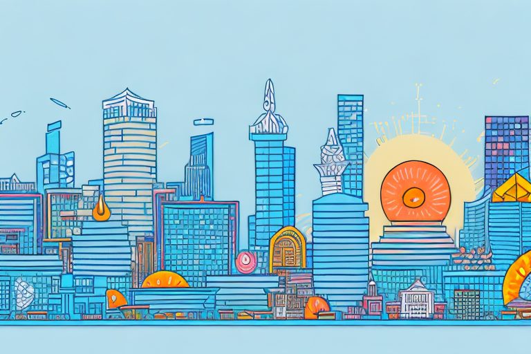 A vibrant cityscape with diverse properties