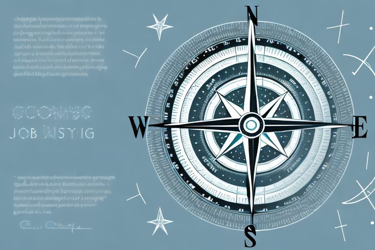 A compass pointing towards a bright star