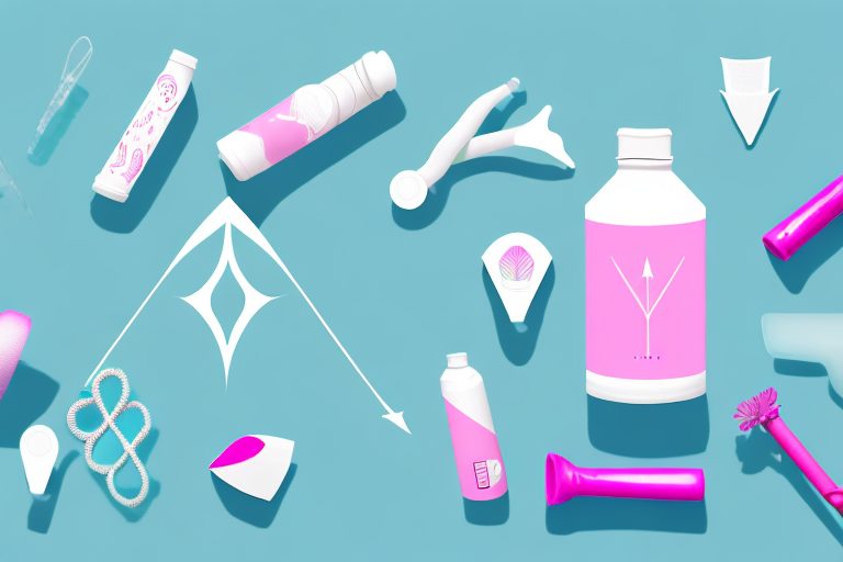 A set of feminine hygiene products arranged in a motivational arrow shape