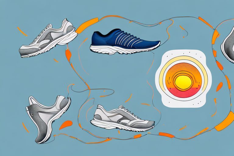 A pair of running shoes on a scenic trail