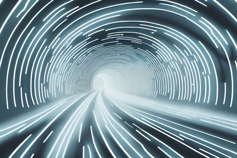 A dimly lit tunnel gradually leading towards a bright