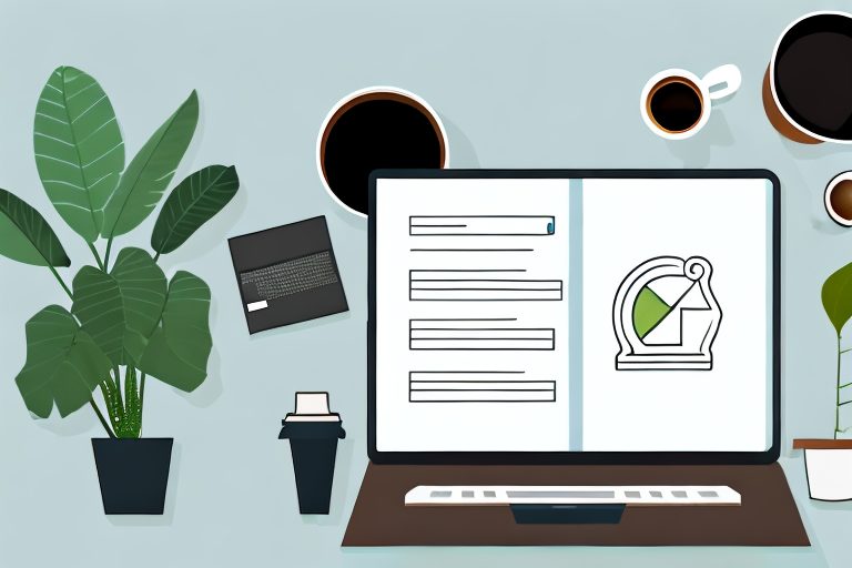 A desk with a laptop
