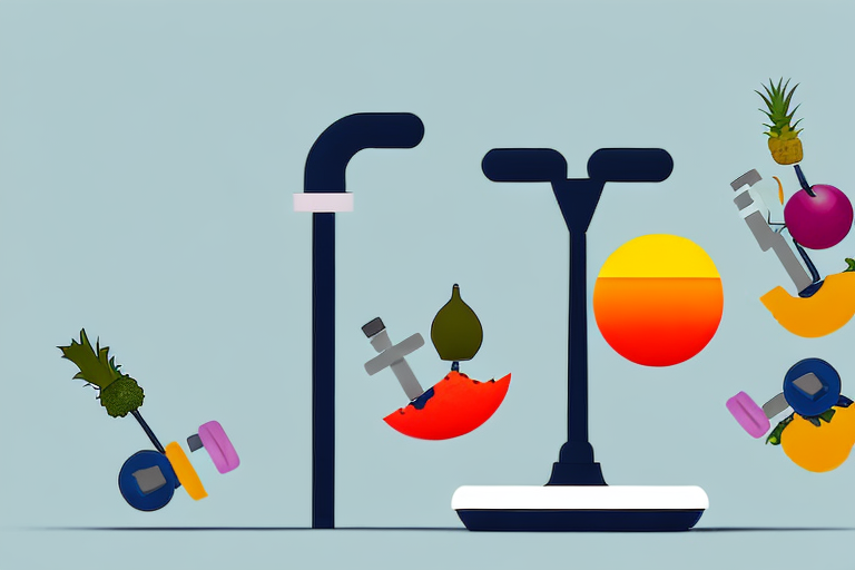 A balanced scale with fruits