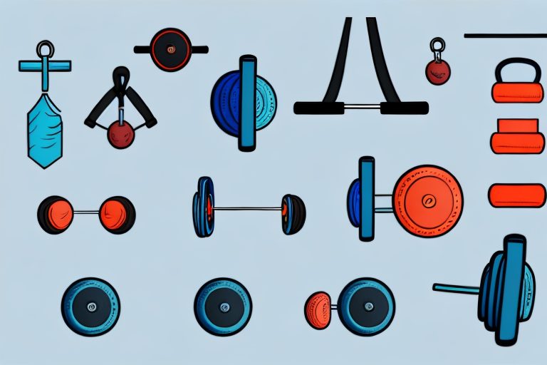 A gym setting with various types of weightlifting equipment like dumbbells
