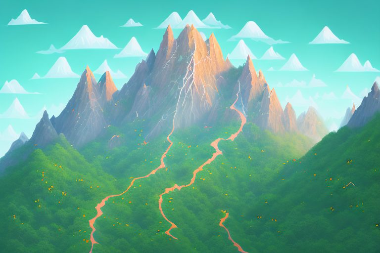 A mountain peak bathed in sunlight