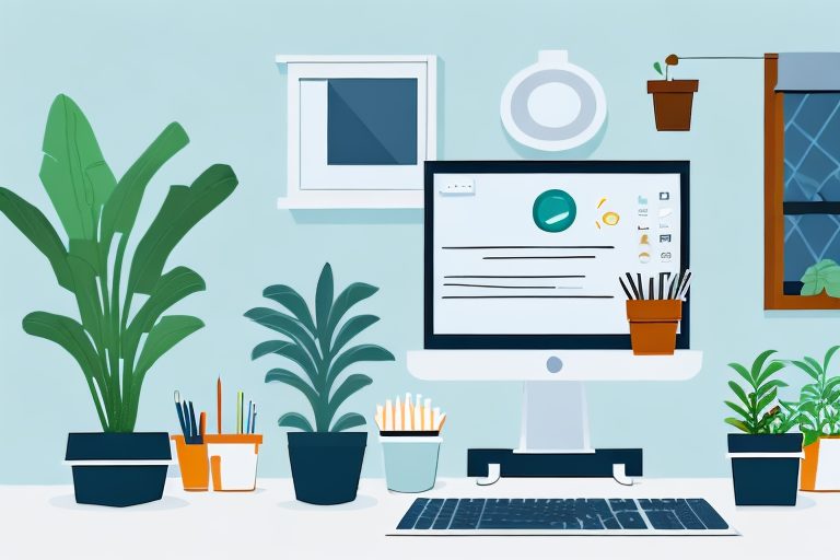 A home office setup with a laptop