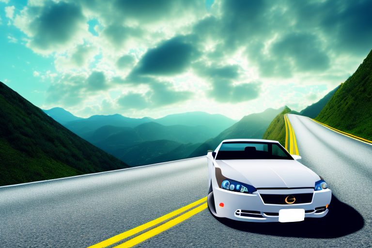 A car ascending a steep mountain road
