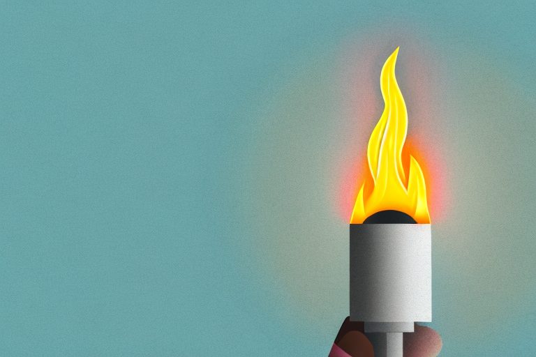 A dimly lit torch in the process of reigniting into a bright