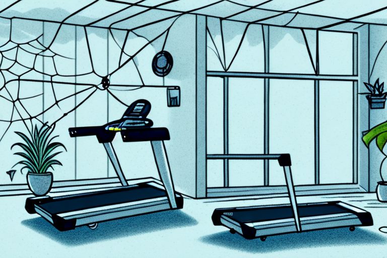 A treadmill with a cobweb on it