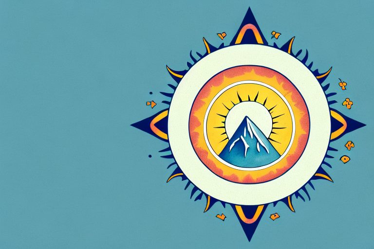 A sun rising over a mountain peak