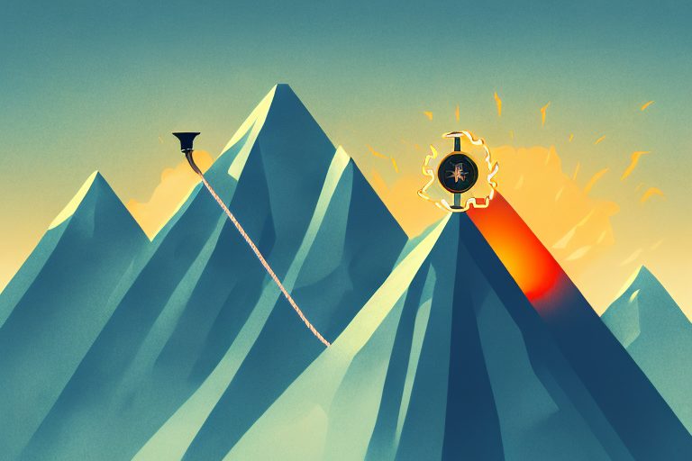 A mountain peak being illuminated by the sunrise
