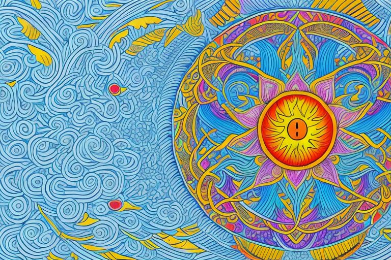 A vibrant shirt with symbolic elements like a rising sun