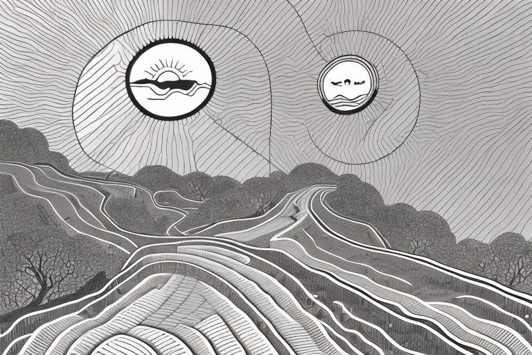 A winding uphill path with various obstacles