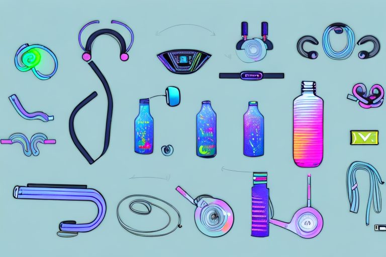 A variety of workout equipment like dumbbells