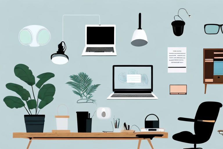 A home office setup with a comfortable chair