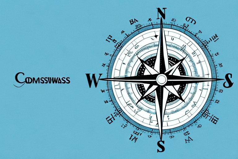 A compass pointing towards a bright