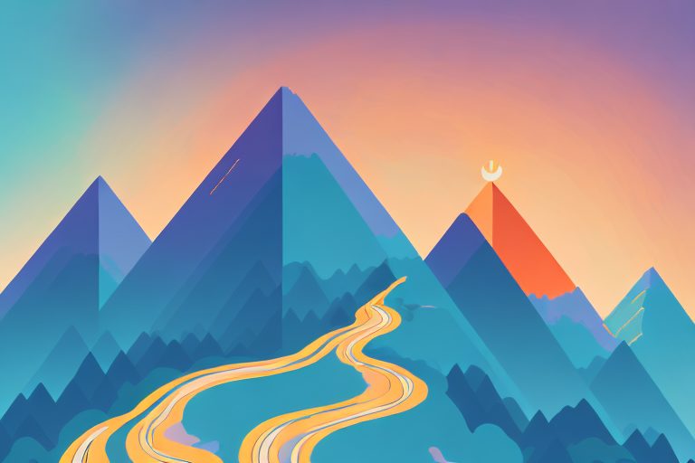 A mountain peak bathed in sunrise colors