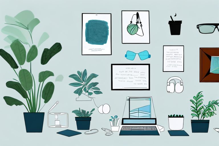 A workspace with motivational elements like a bright window view