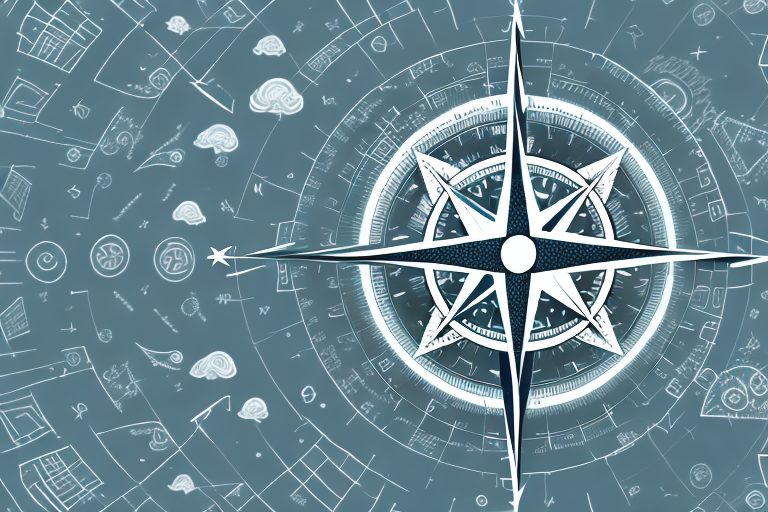 A compass pointing towards a shining star