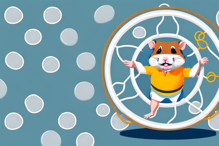 A hamster running on a wheel