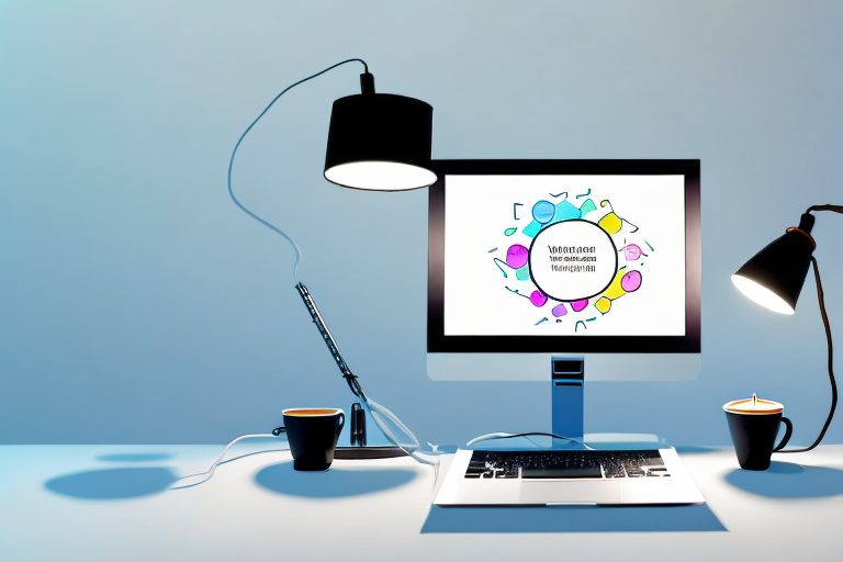 A desk with a laptop
