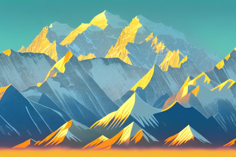 A rising sun over the majestic peaks of the karakoram range