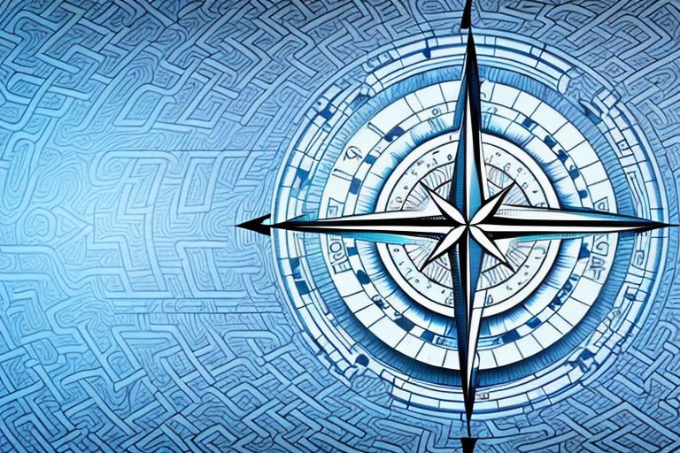 A compass guiding a path through a brain-shaped maze