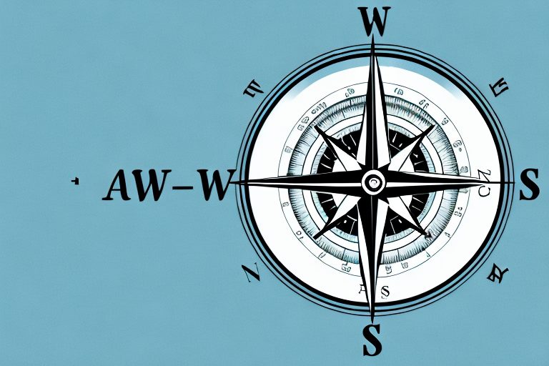 A compass pointing towards a trophy