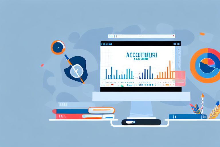 A digital classroom setup with various accounting tools like calculator