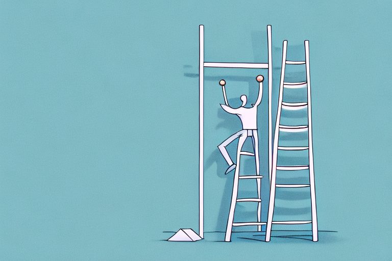 A ladder reaching towards a goal post