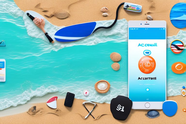 A computer screen displaying a beach-themed user interface