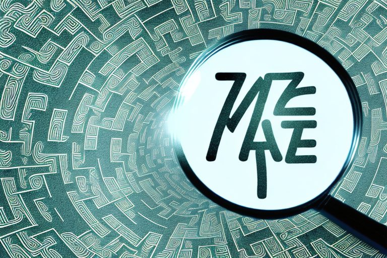 A magnifying glass hovering over a maze with symbols of money