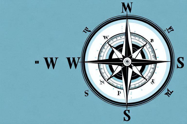 A compass pointing towards a trophy