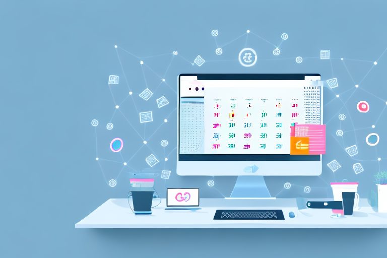 A mac computer surrounded by various productivity tools such as a digital calendar