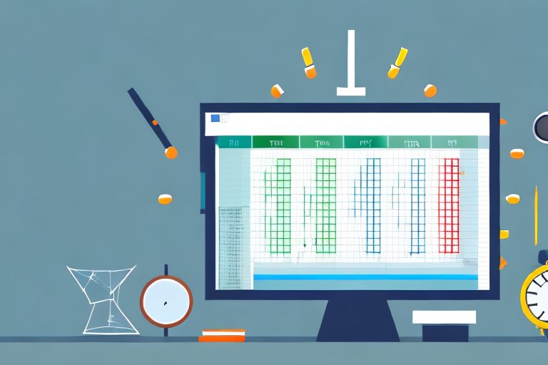 A desktop computer with an excel spreadsheet on the screen