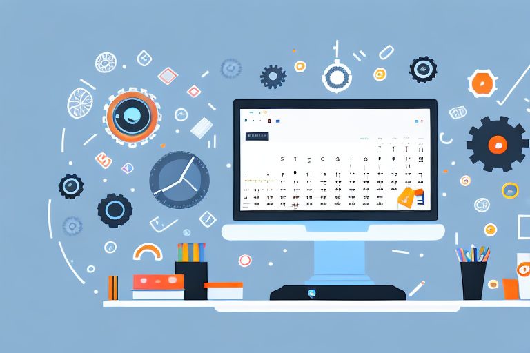 A workspace featuring a laptop with google drive interface on the screen