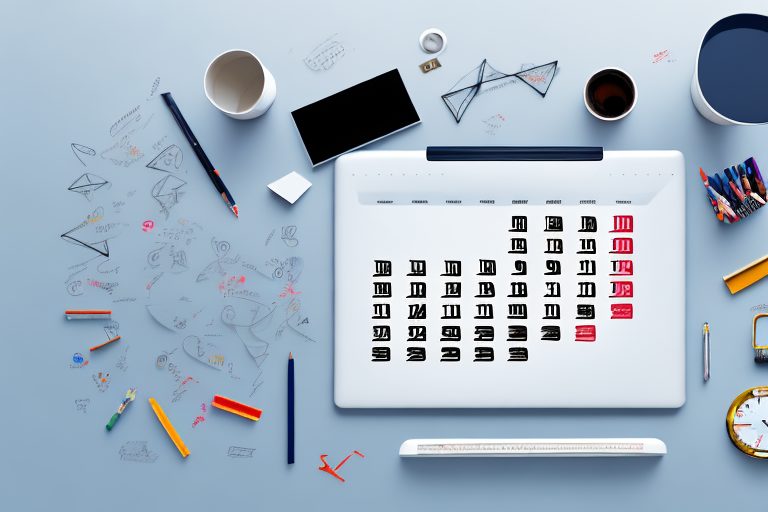 A desk with various tools such as a digital clock