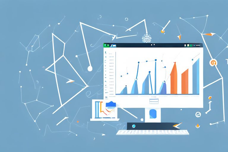 A computer displaying a dynamic powerpoint presentation with various productivity tools like charts