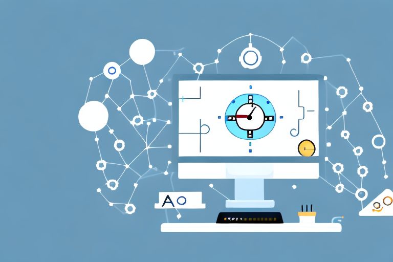 A desktop computer with ai-themed icons floating above it