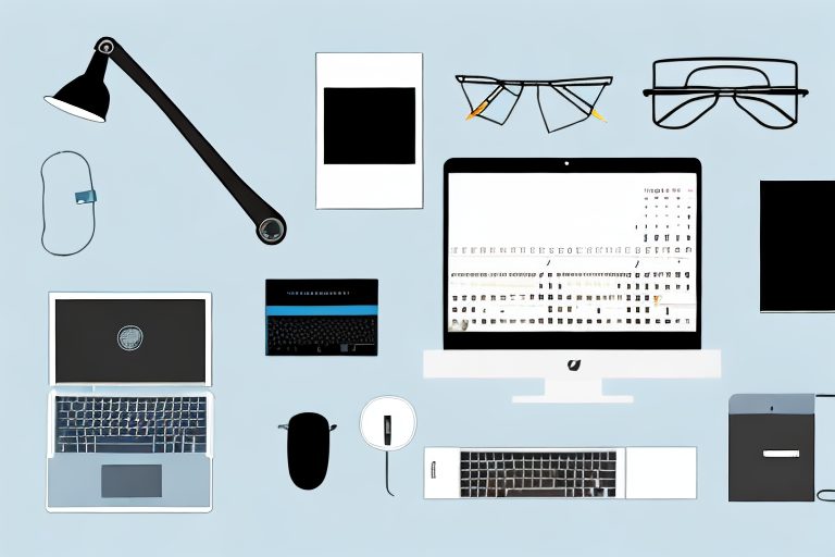 A well-organized home office setup with various productivity tools such as a laptop